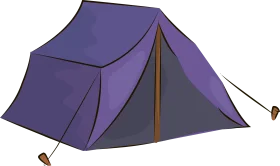 Classic Purple Canvas Camping Tent Outdoor Adventure Clipart Illustration