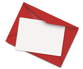 Classic Red Envelope with Blank White Notecard Clipart Design Element