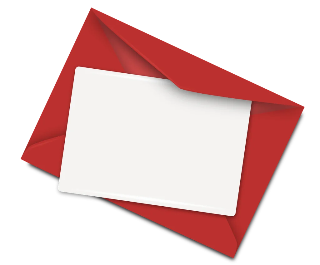 Classic Red Envelope with Blank White Notecard Clipart Design Element
