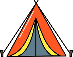 Classic Triangular Camping Tent Clipart with Bold Color Gradient Design