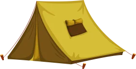 Classic Yellow Camping Tent Clipart - Outdoor Adventure Graphic Design Element