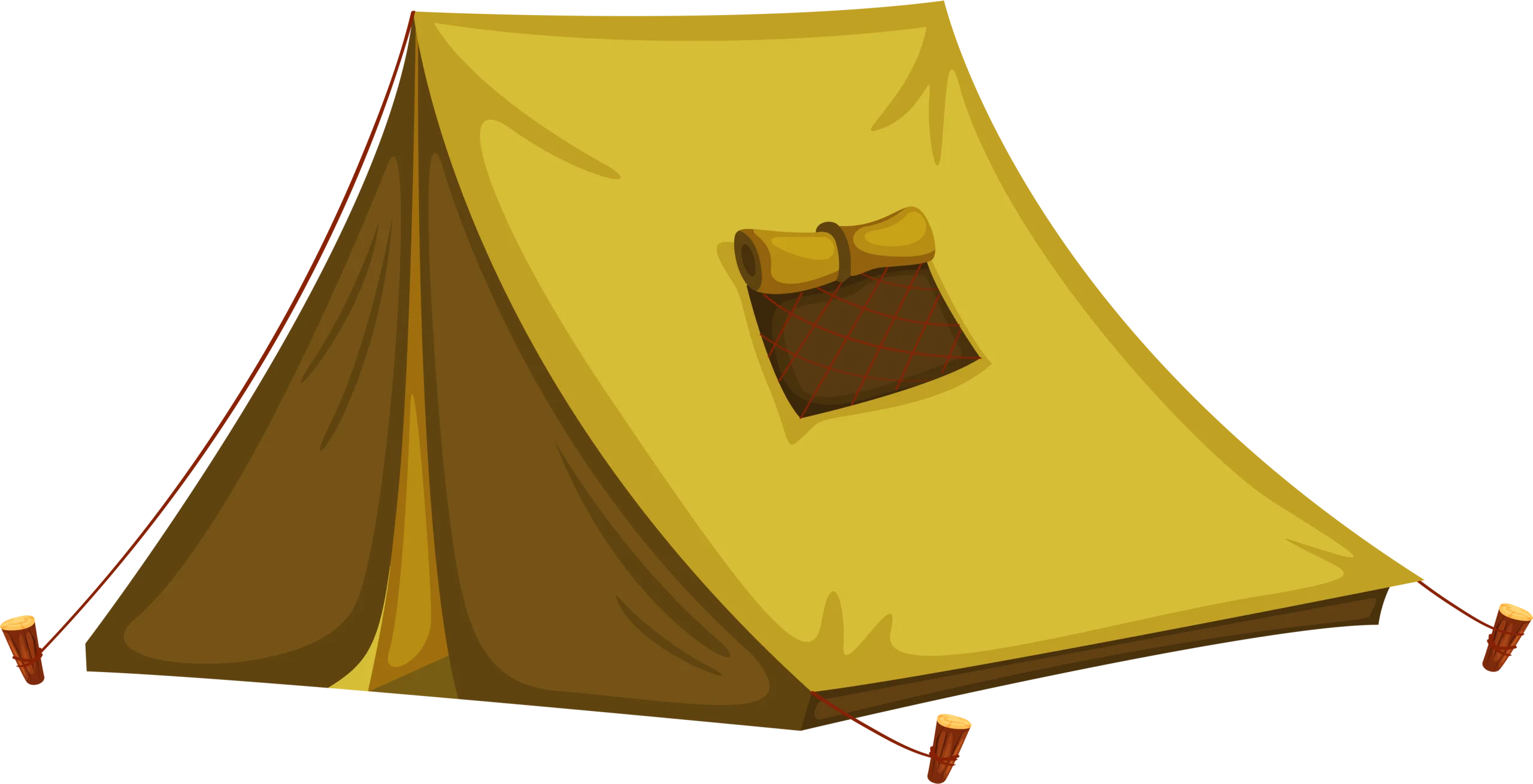 Classic Yellow Camping Tent Clipart - Outdoor Adventure Graphic Design Element