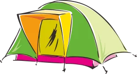 Colorful Outdoor Camping Tent Clipart Illustration with Bold Design