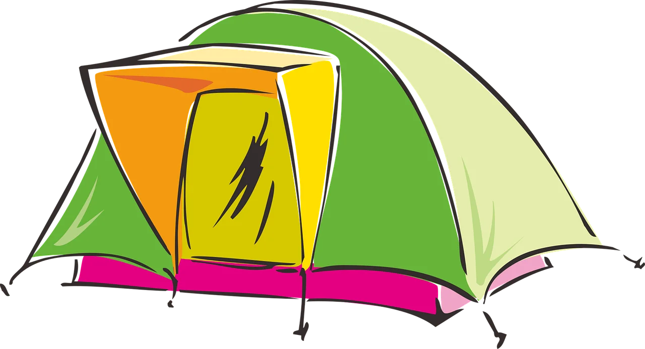Colorful Outdoor Camping Tent Clipart Illustration with Bold Design