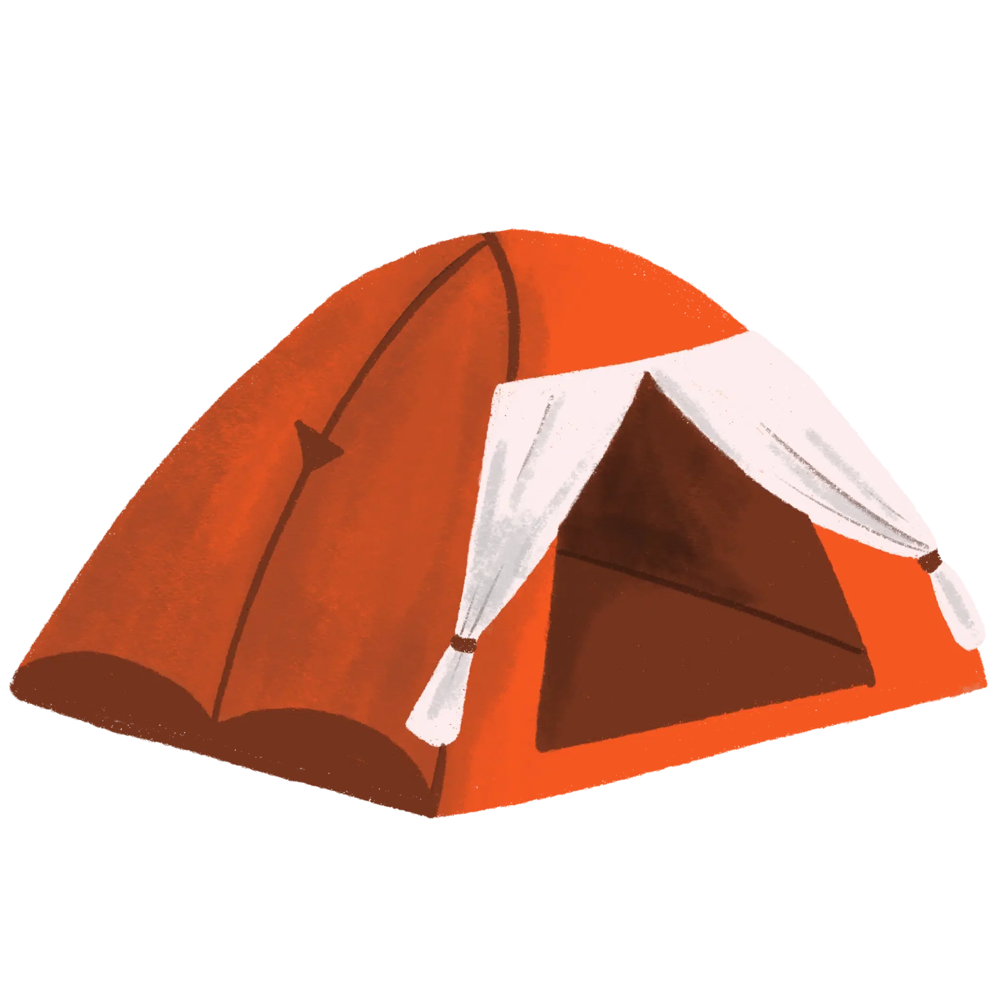 Compact Orange and White Dome Camping Tent Clipart for Outdoor Adventure Graphics