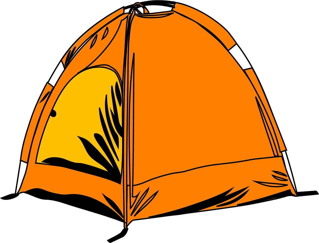 Cozy Orange Dome Tent Clipart - Outdoor Adventure Camping Illustration