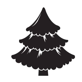 Elegant Black Silhouette Christmas Tree Clipart Design for Festive Decorations