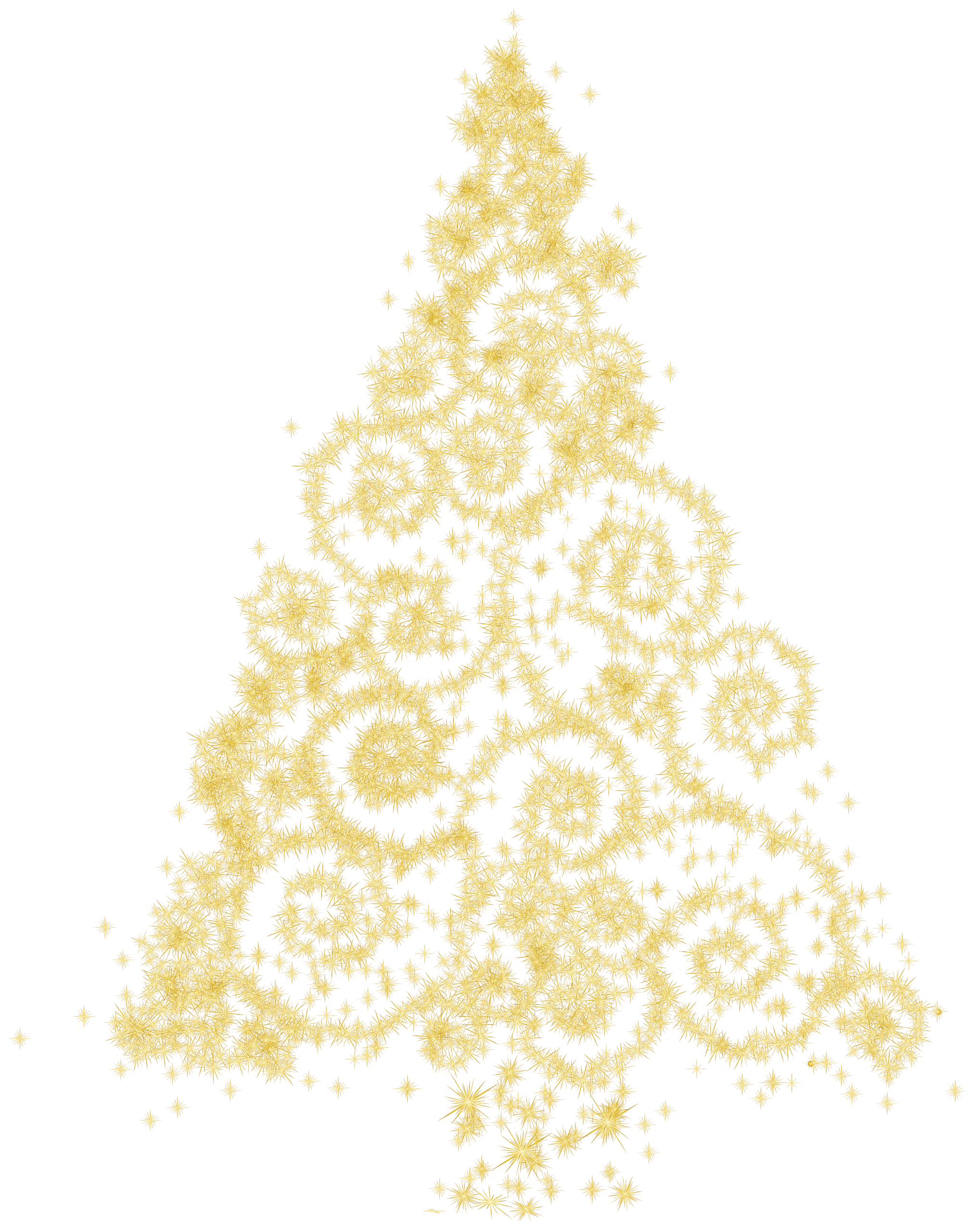 Elegant Golden Swirling Christmas Tree Clipart with Glittering Ornamental Design