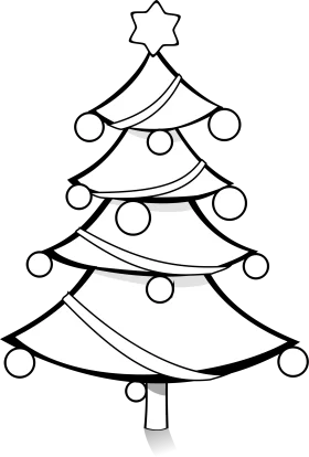 Festive Christmas Tree Clipart with Ornaments and Star Topper Design