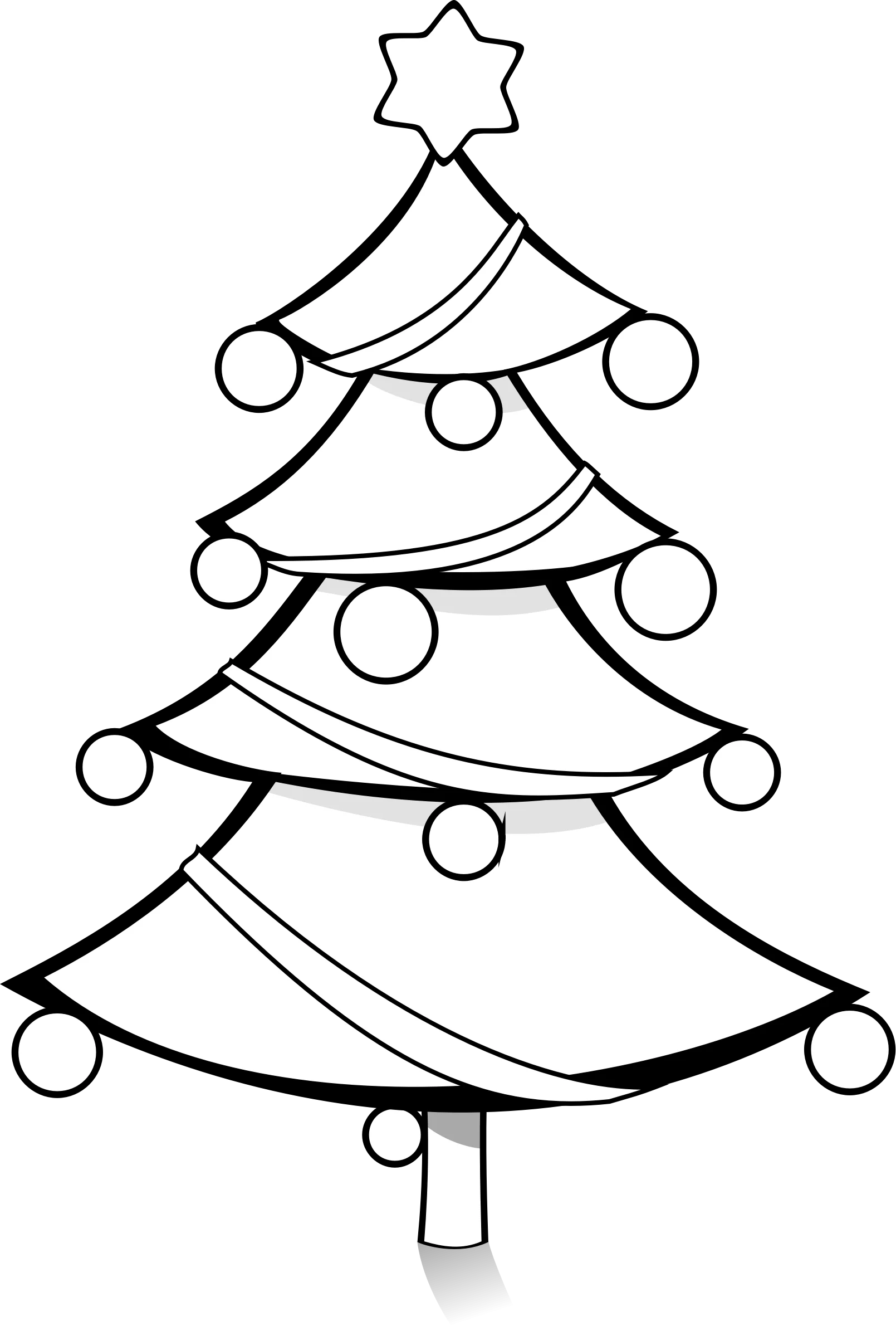 Festive Christmas Tree Clipart with Ornaments and Star Topper Design