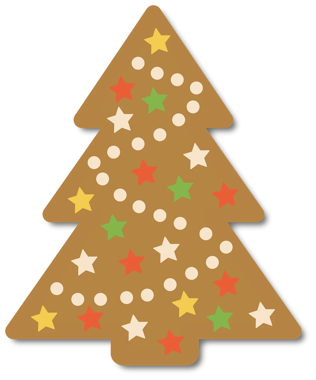 Festive Golden Christmas Tree Clipart with Colorful Star Decorations