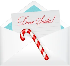 Festive Holiday Clipart: Dear Santa Letter with Classic Candy Cane Illustration