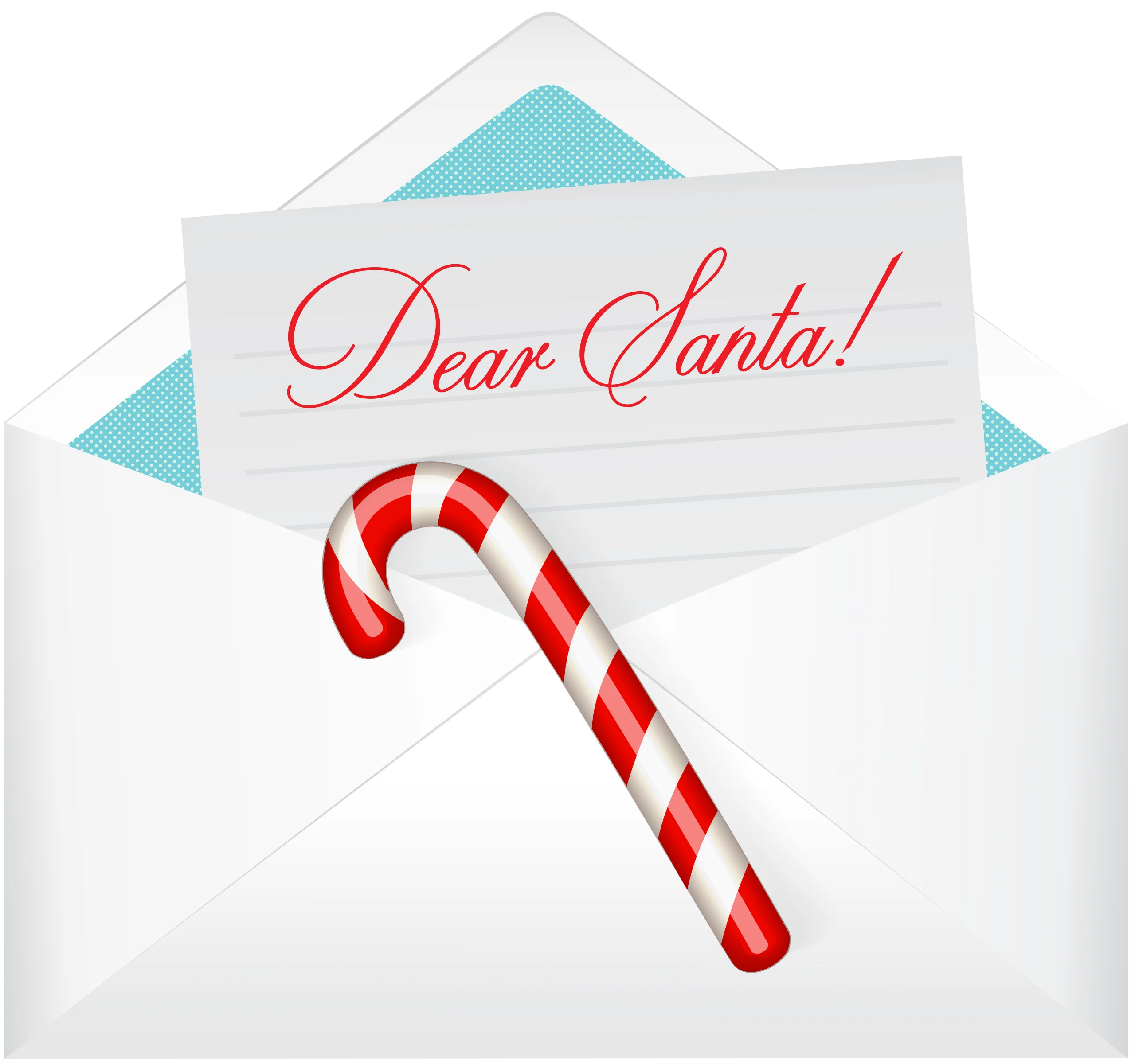 Festive Holiday Clipart: Dear Santa Letter with Classic Candy Cane Illustration