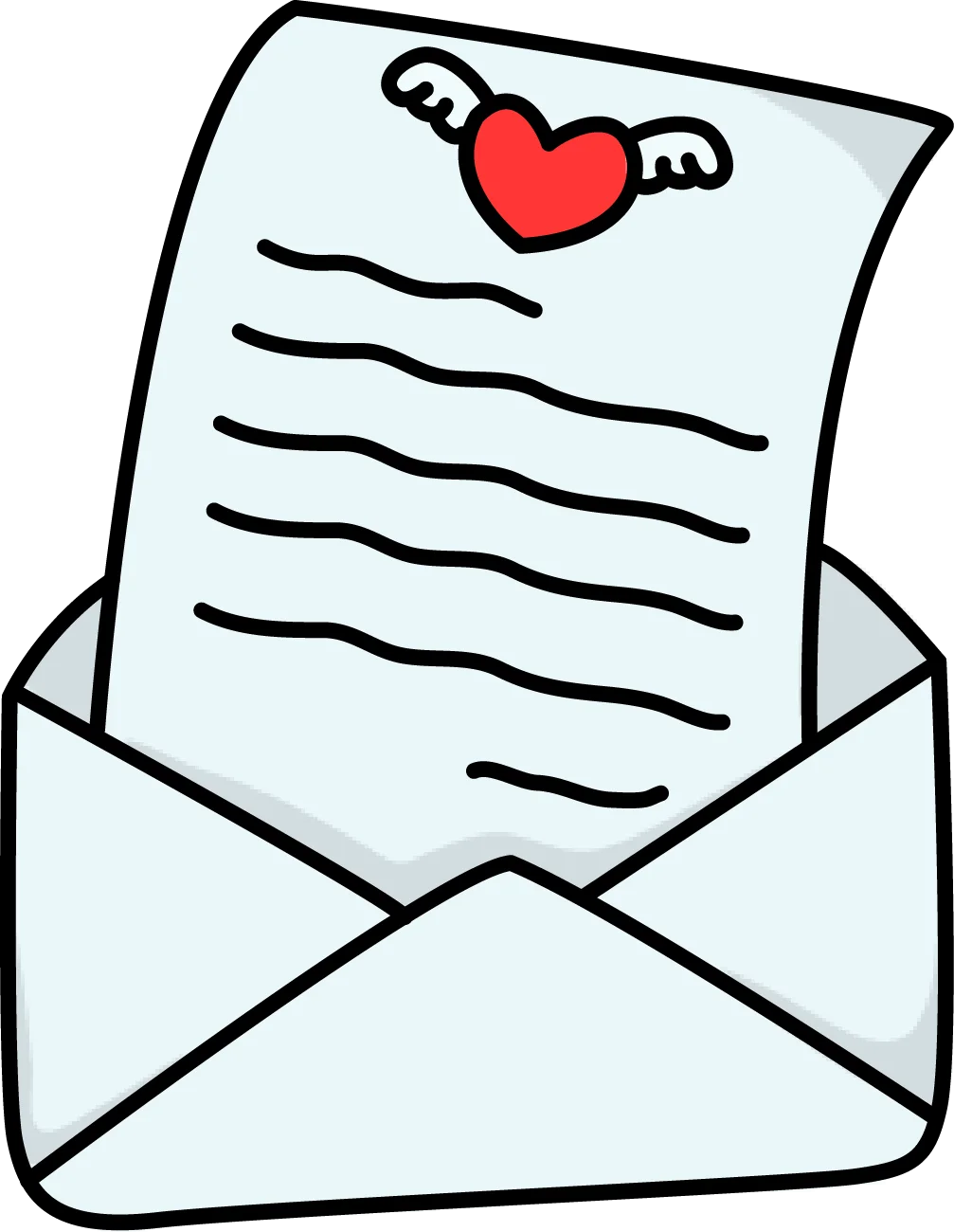Heartfelt Love Letter Clipart with Winged Heart and Elegant Envelope Design