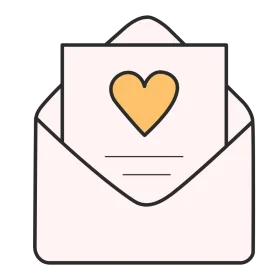 Heartfelt Open Envelope Clipart with Charming Golden Heart Symbol