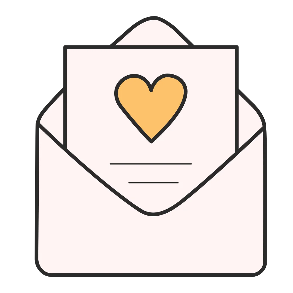 Heartfelt Open Envelope Clipart with Charming Golden Heart Symbol