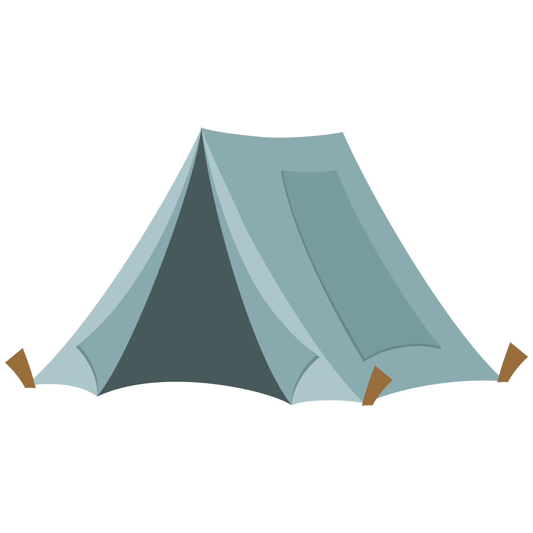 Minimalist Blue-Gray Camping Tent Clipart with Wooden Stakes