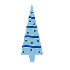Minimalist Blue Winter Holiday Festive Christmas Tree Clipart Design