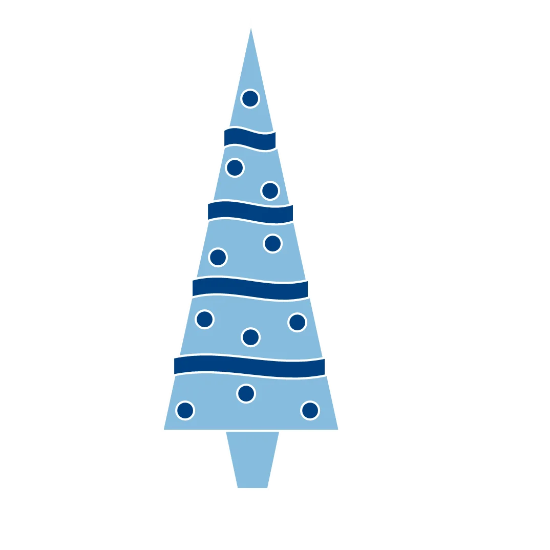 Minimalist Blue Winter Holiday Festive Christmas Tree Clipart Design