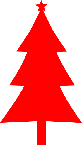 Minimalist Bold Red Christmas Tree Clipart with Pointed Star Topper