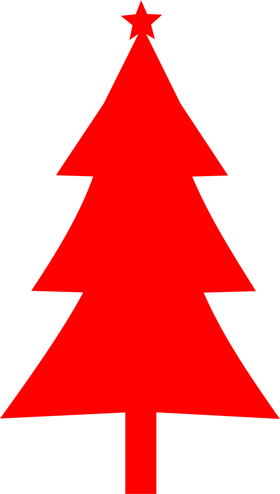 Minimalist Bold Red Christmas Tree Clipart with Pointed Star Topper