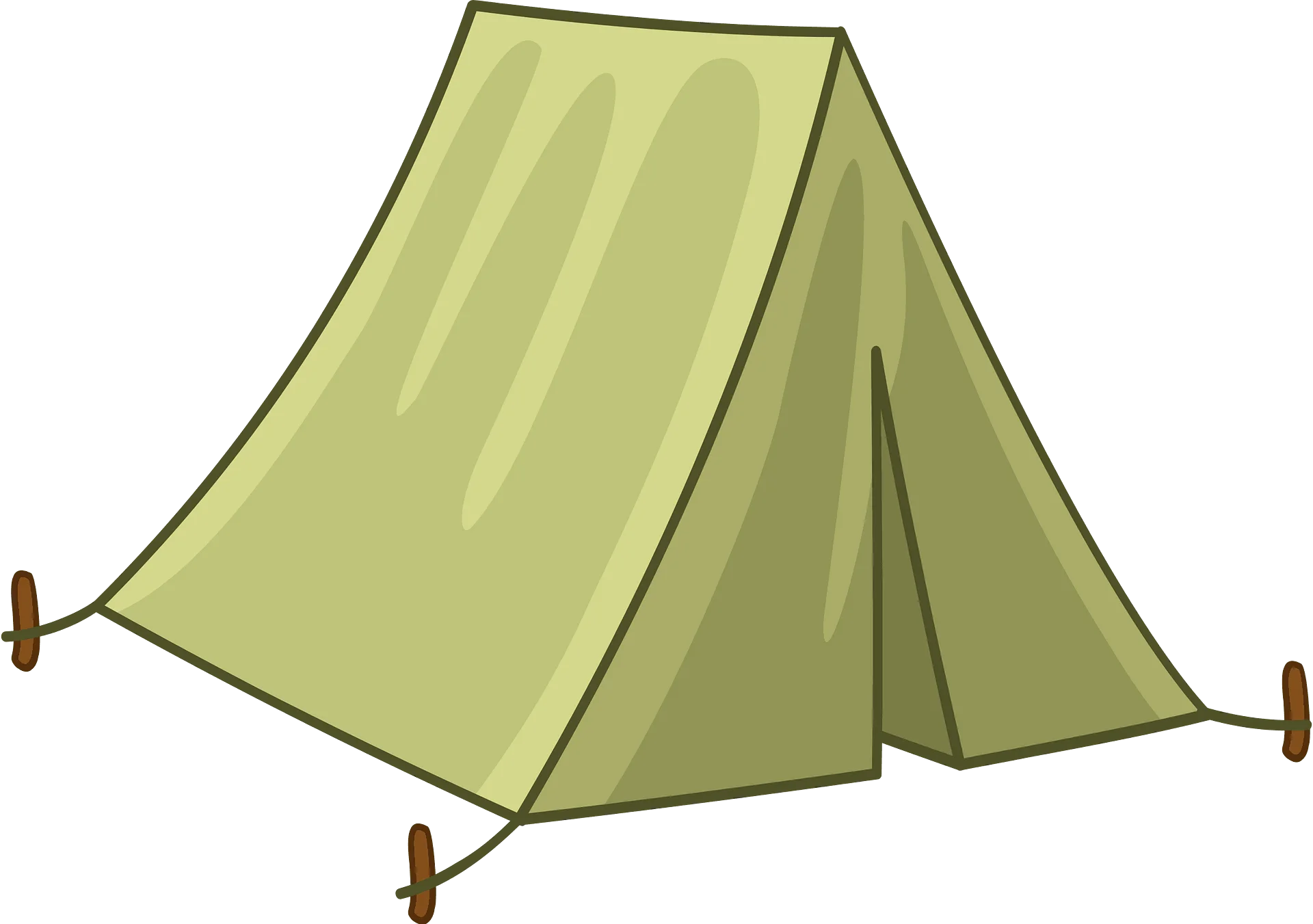 Minimalist Light Green Classic A-Frame Camping Tent Clipart Design