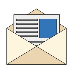 Minimalist Open Envelope with Letter Clipart Design in Soft Pastel Colors