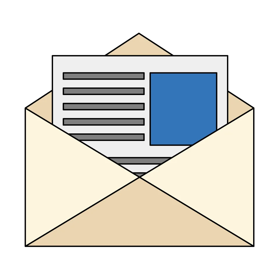 Minimalist Open Envelope with Letter Clipart Design in Soft Pastel Colors