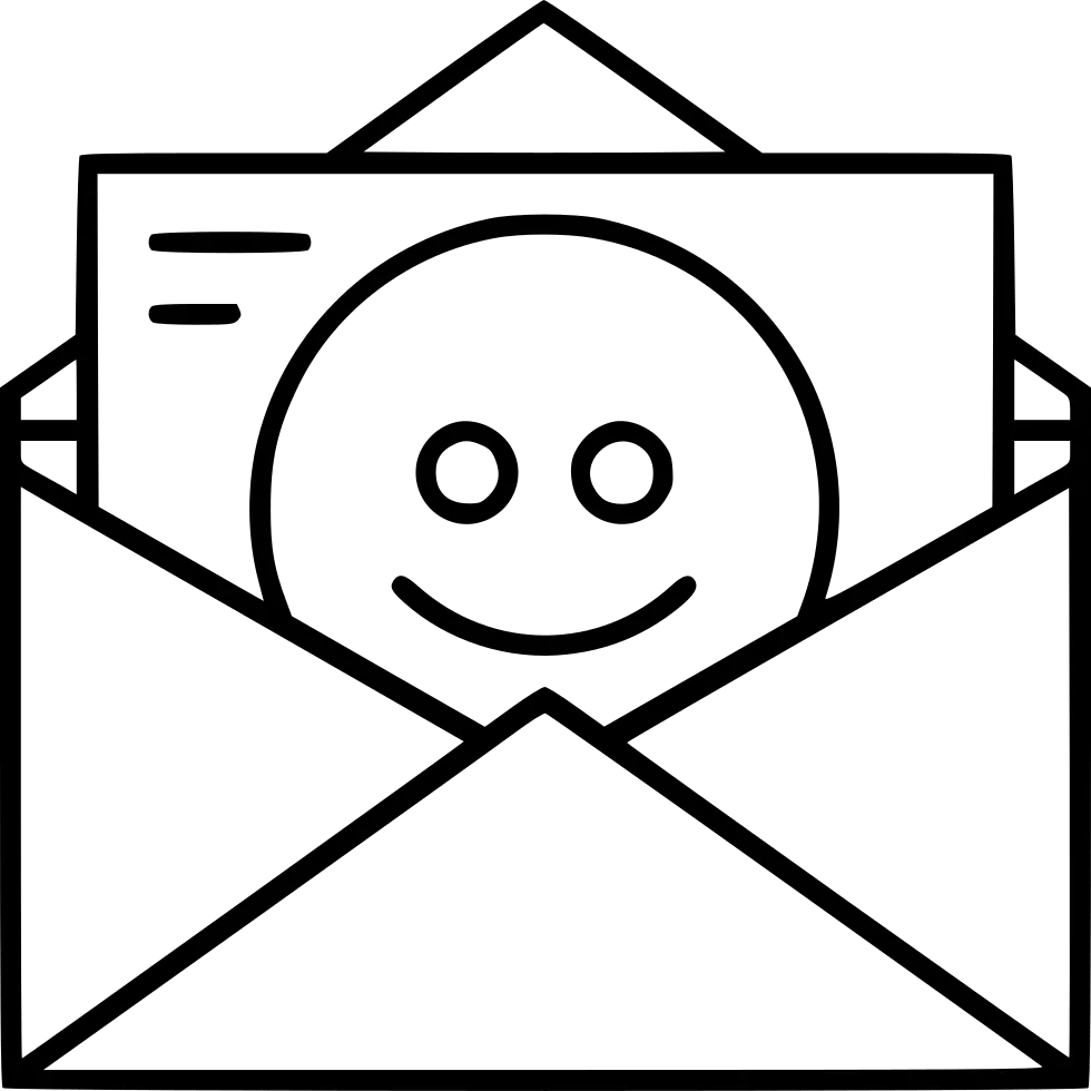 Minimalist Smiley Face Inside Open Envelope Clipart Design Element