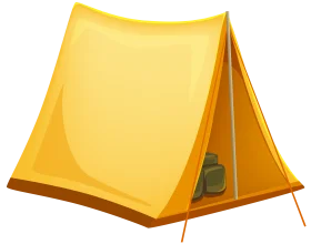 Minimalist Yellow A-Frame Camping Tent Clipart Illustration Design