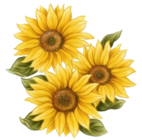 Radiant Golden Sunflowers Artistic Watercolor Clipart Illustration