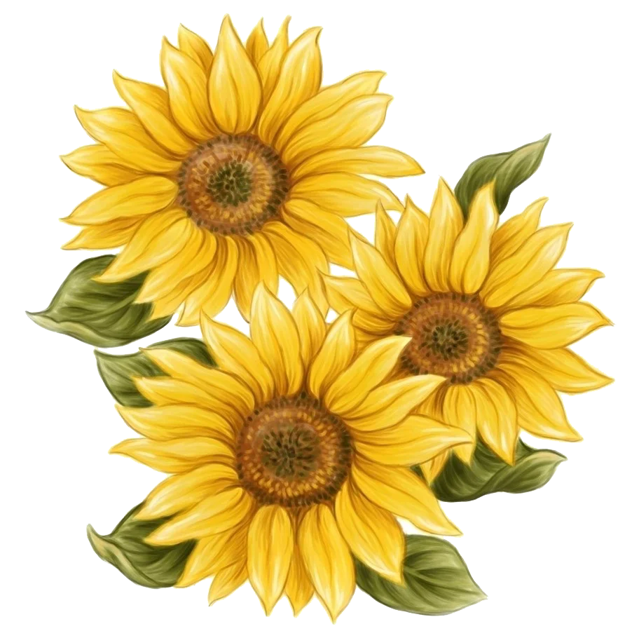 Radiant Golden Sunflowers Artistic Watercolor Clipart Illustration
