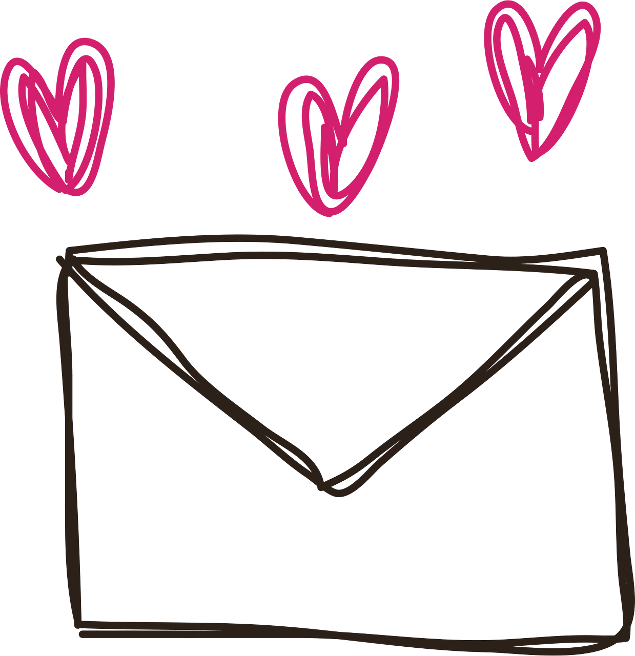 Romantic Envelope Clipart with Pink Hearts - Love Letter Design Element