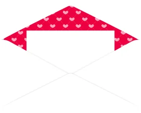 Romantic Heart-Patterned Envelope Clipart Design with White Space