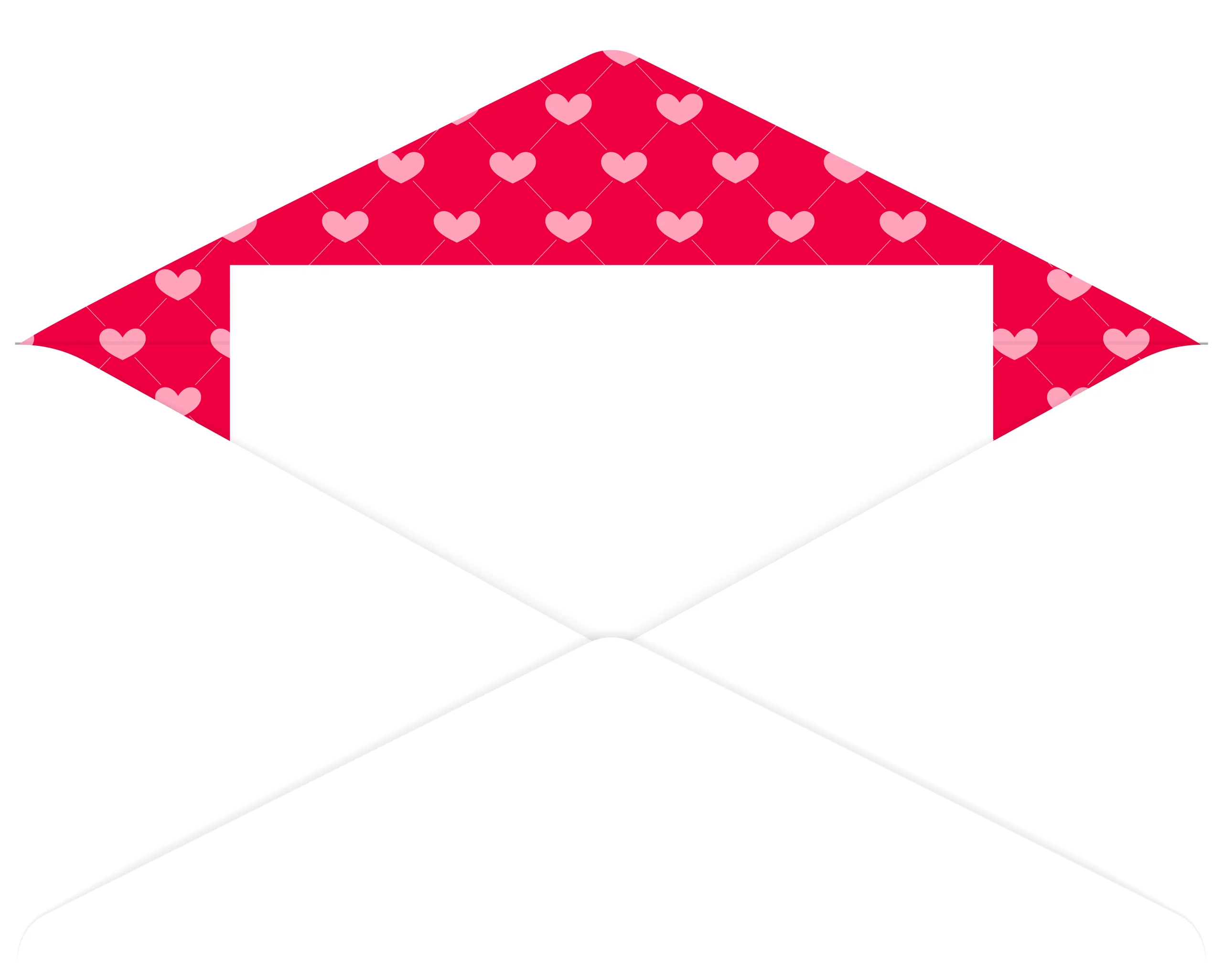 Romantic Heart-Patterned Envelope Clipart Design with White Space
