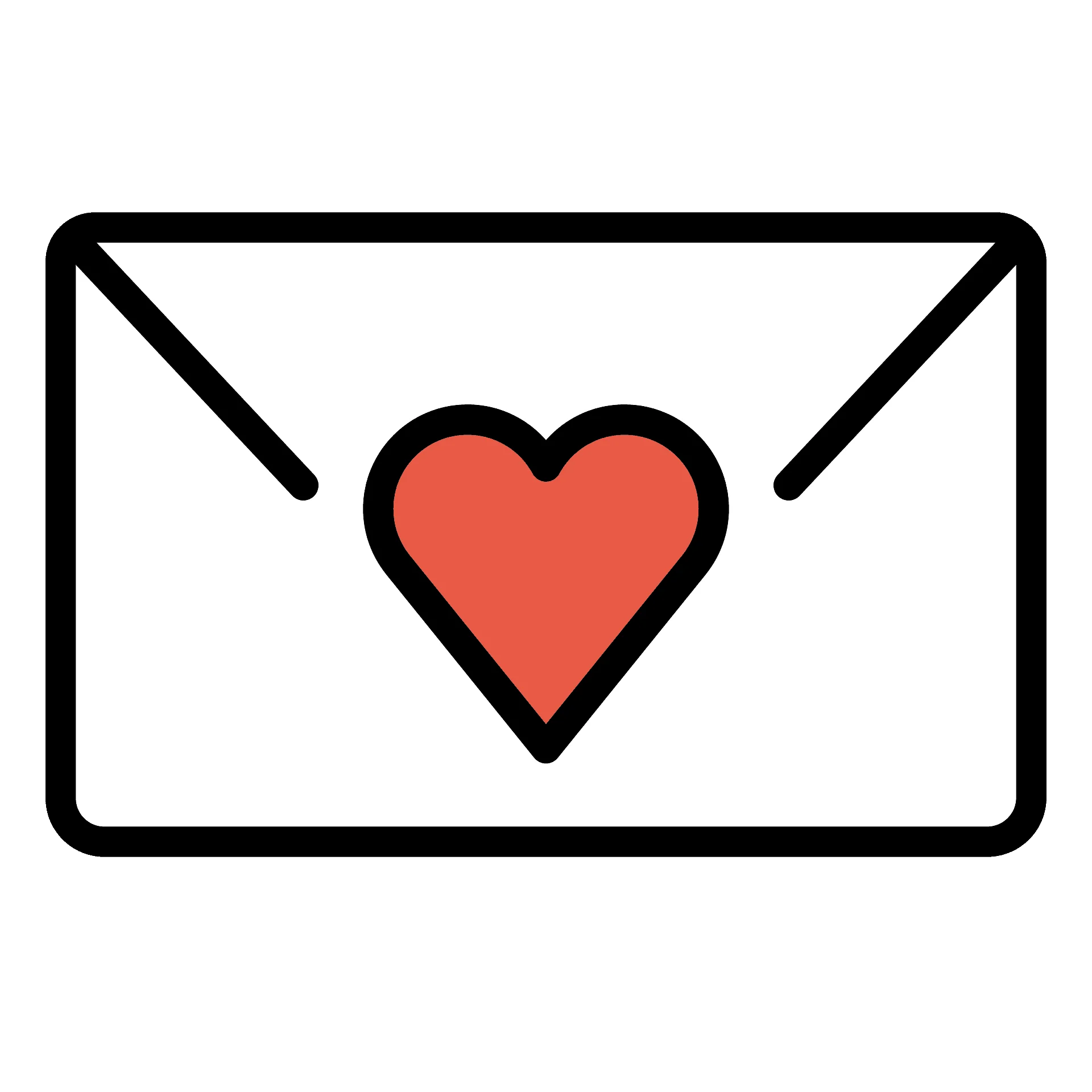 Romantic Love Letter Envelope Clipart with Heart Symbol Design