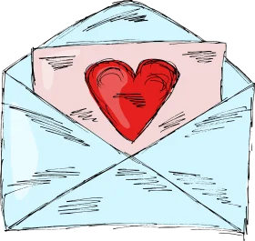 Romantic Love Letter Envelope Clipart with Passionate Red Heart Symbol