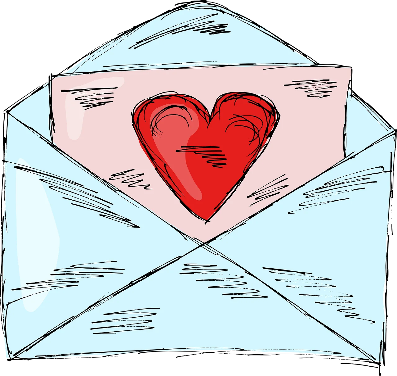 Romantic Love Letter Envelope Clipart with Passionate Red Heart Symbol