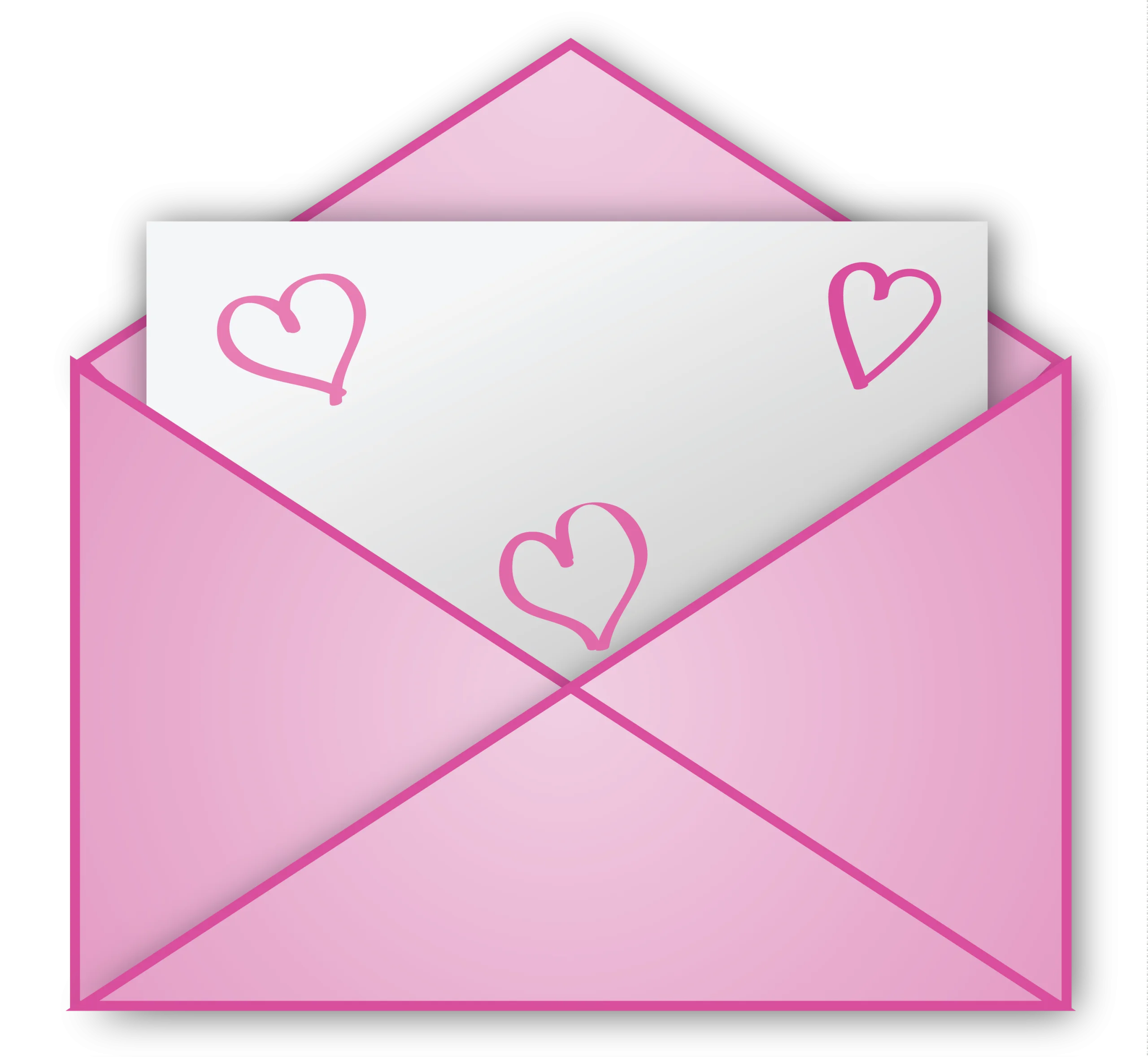 Romantic Pink Envelope Clipart with Heart-Shaped Love Letter Design