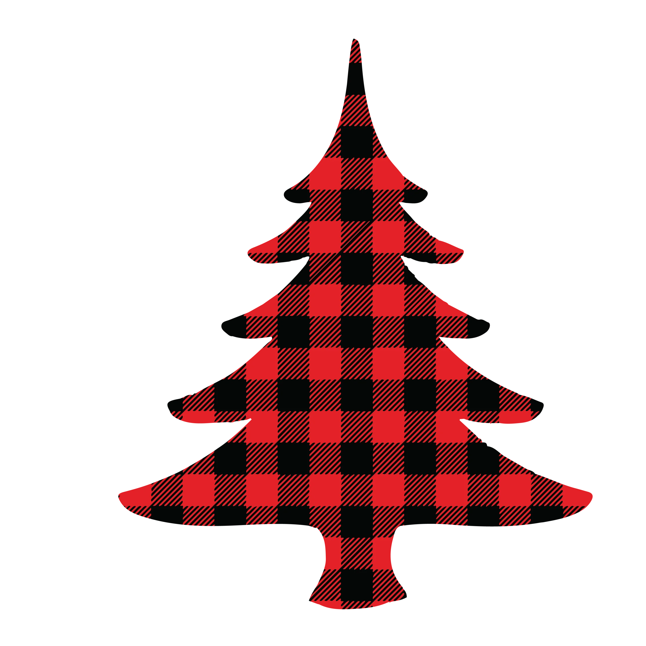 Rustic Buffalo Plaid Christmas Tree Clipart with Bold Lumberjack Pattern