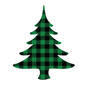 Rustic Green and Black Buffalo Plaid Christmas Tree Clipart Design