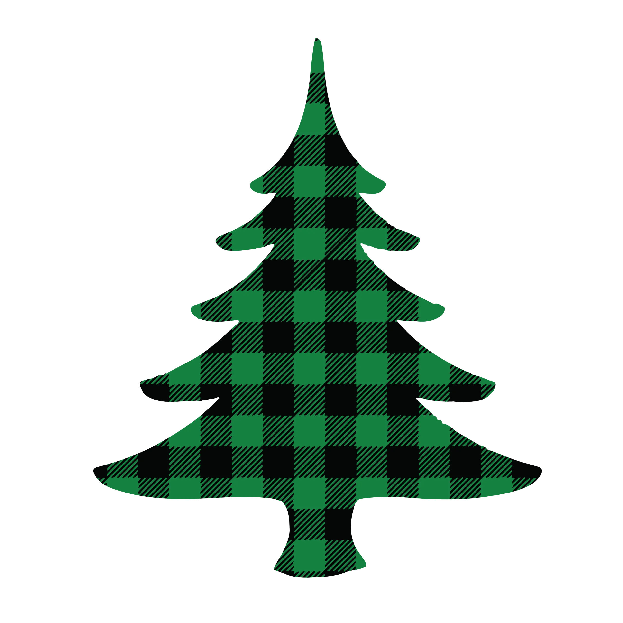 Rustic Green and Black Buffalo Plaid Christmas Tree Clipart Design