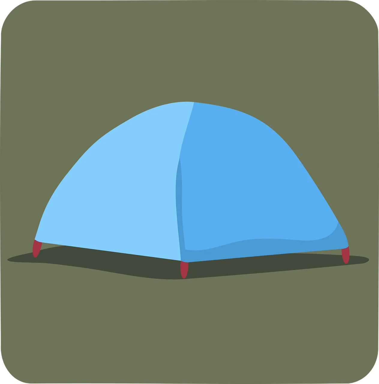 Simple Blue Dome Tent Clipart Icon - Minimalist Camping Graphic Design