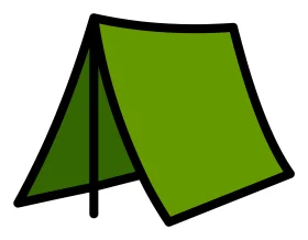 Simple Green Camping Tent Clipart - Minimalist Outdoor Adventure Graphic