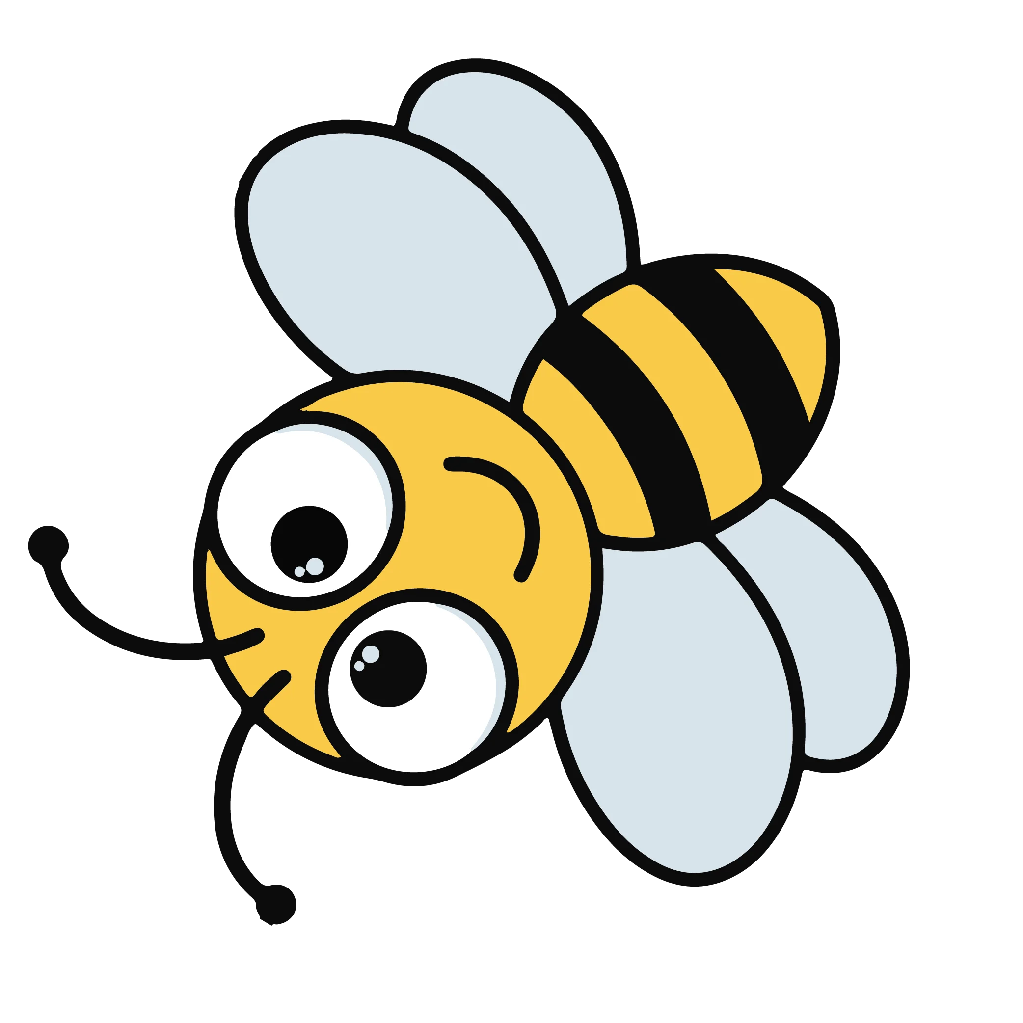 Adorable Cartoon Bumblebee Clipart with Big Expressive Eyes and Playful Design