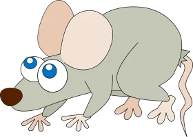 Adorable Cartoon Gray Mouse Clipart with Big Blue Eyes and Playful Expression