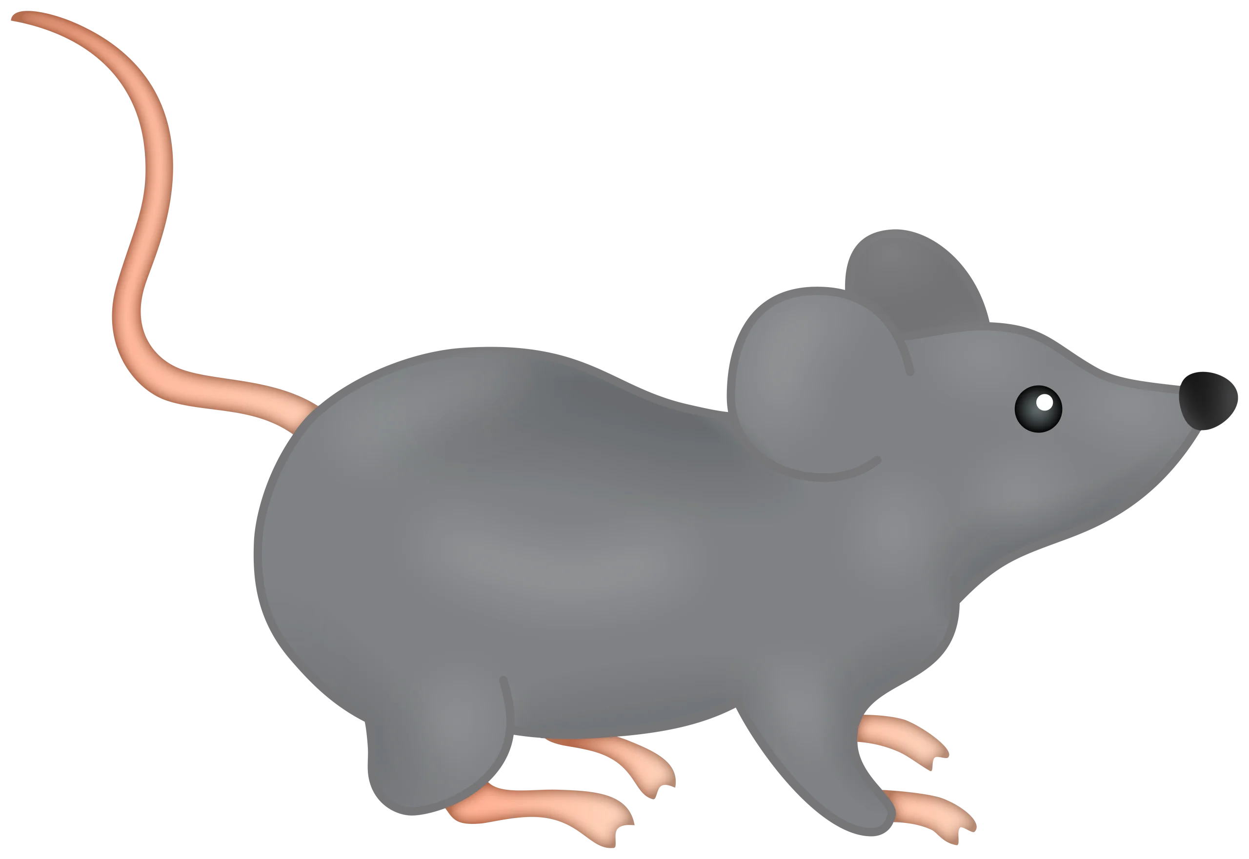Adorable Gray Mouse Clipart Illustration with Soft Pastel Tail Design