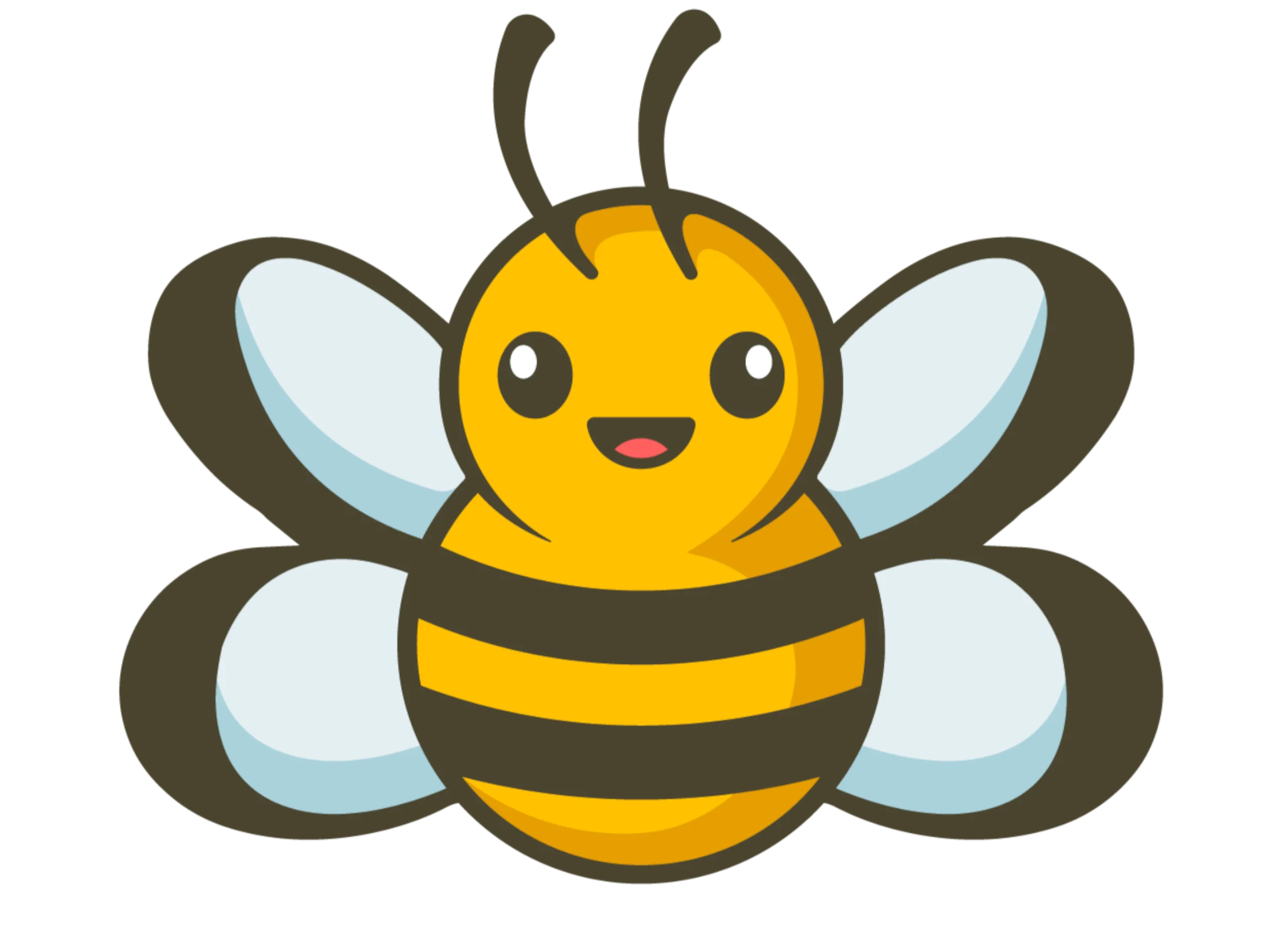 Adorable Kawaii Bumblebee Clipart with Cute Smiling Expression
