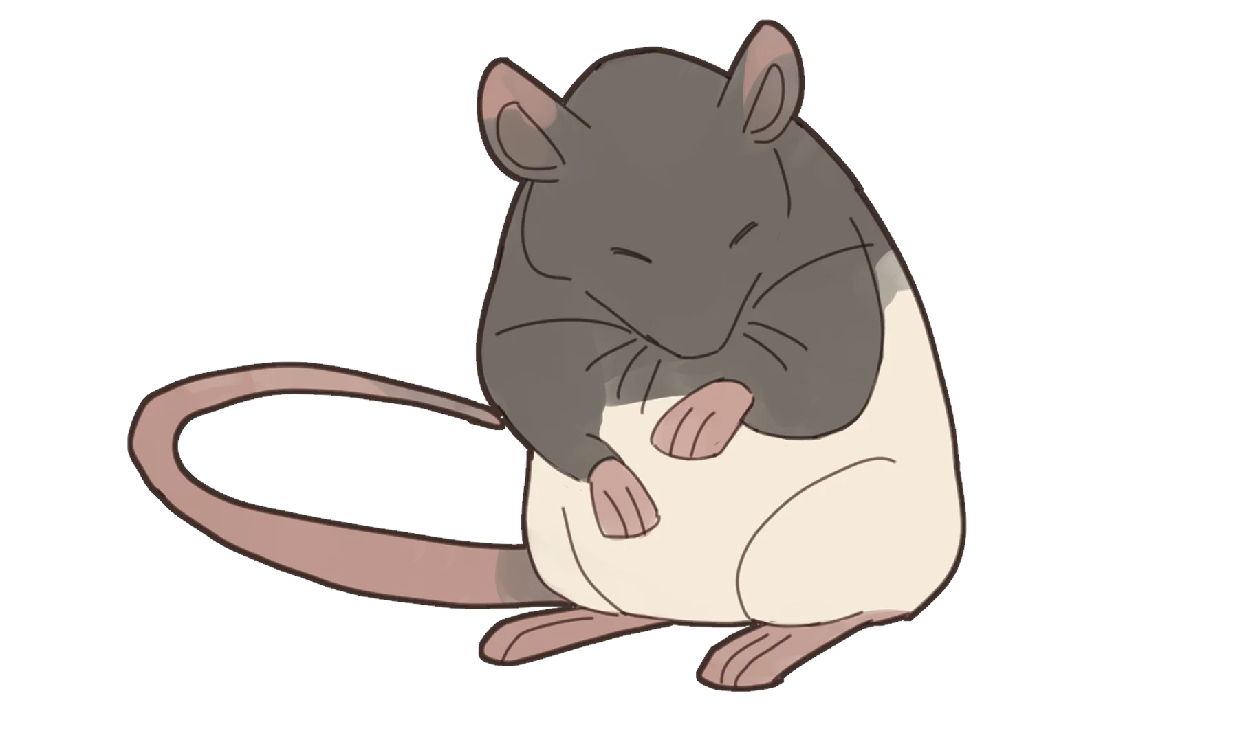 Adorable Minimalist Rat Clipart with Soft Color Palette and Charming Pose
