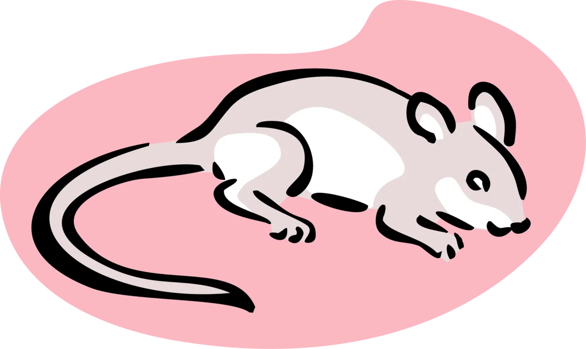 Adorable Minimalist White Rat Silhouette Clipart with Soft Pink Background